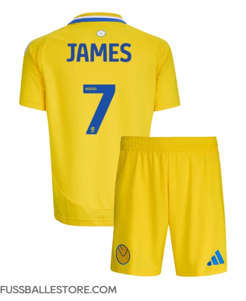 Günstige Leeds United Daniel James #7 Auswärts Trikotsatzt Kinder 2024-25 Kurzarm (+ Kurze Hosen)
